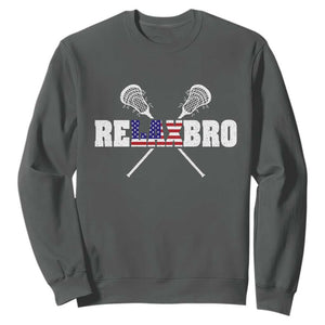 Funny Lacrosse Sweatshirt American Flag Relax Bro Lax Lover Joke TS10 Dark Heather Print Your Wear