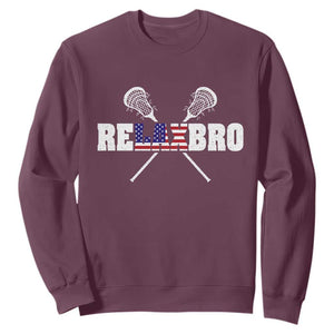 Funny Lacrosse Sweatshirt American Flag Relax Bro Lax Lover Joke TS10 Maroon Print Your Wear