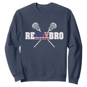 Funny Lacrosse Sweatshirt American Flag Relax Bro Lax Lover Joke TS10 Navy Print Your Wear