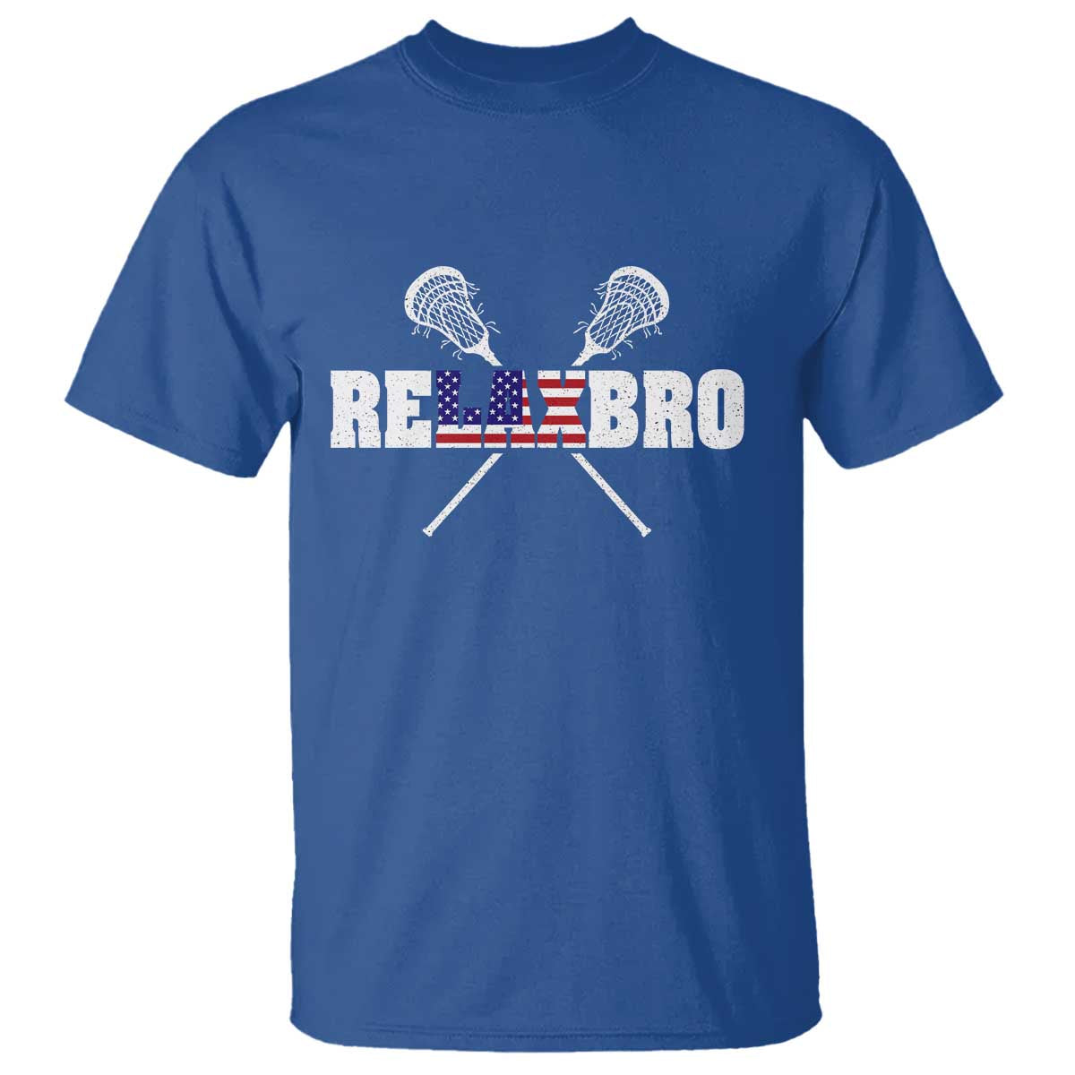Funny Lacrosse T Shirt American Flag Relax Bro Lax Lover Joke TS10 Royal Blue Print Your Wear