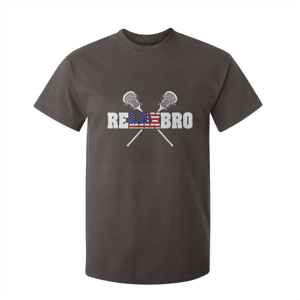 Funny Lacrosse T Shirt For Kid American Flag Relax Bro Lax Lover Joke TS10 Dark Chocolate Print Your Wear