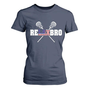 Funny Lacrosse T Shirt For Women American Flag Relax Bro Lax Lover Joke TS10 Navy Print Your Wear