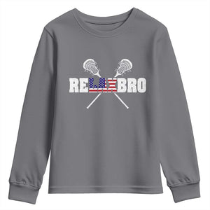 Funny Lacrosse Youth Sweatshirt American Flag Relax Bro Lax Lover Joke TS10 Charcoal Print Your Wear
