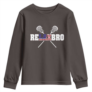 Funny Lacrosse Youth Sweatshirt American Flag Relax Bro Lax Lover Joke TS10 Dark Chocolate Print Your Wear
