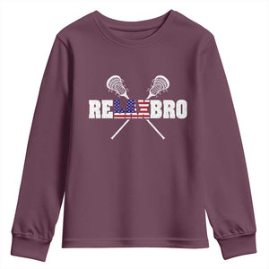 Funny Lacrosse Youth Sweatshirt American Flag Relax Bro Lax Lover Joke TS10 Maroon Print Your Wear