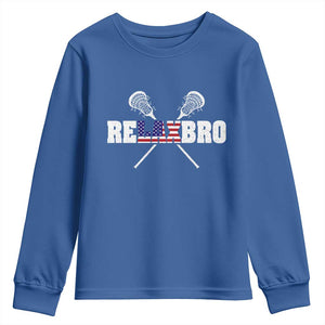 Funny Lacrosse Youth Sweatshirt American Flag Relax Bro Lax Lover Joke TS10 Royal Blue Print Your Wear