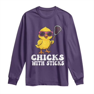 Funny Lax Girl Long Sleeve Shirt Chicks With Sticks Lacrosse Shooter TS11 Purple Print Your Wear