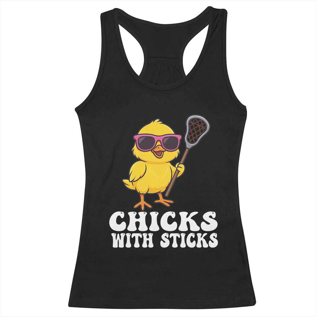 Funny Lax Girl Racerback Tank Top Chicks With Sticks Lacrosse Shooter TS11 Black Print Your Wear