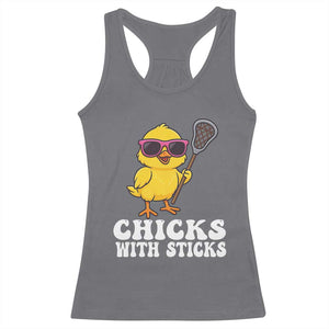 Funny Lax Girl Racerback Tank Top Chicks With Sticks Lacrosse Shooter TS11 Charcoal Print Your Wear