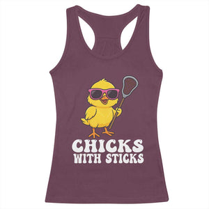 Funny Lax Girl Racerback Tank Top Chicks With Sticks Lacrosse Shooter TS11 Maroon Print Your Wear