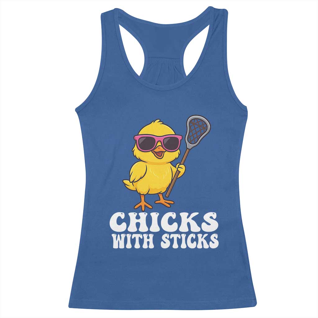 Funny Lax Girl Racerback Tank Top Chicks With Sticks Lacrosse Shooter TS11 Royal Blue Print Your Wear