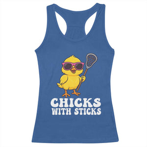 Funny Lax Girl Racerback Tank Top Chicks With Sticks Lacrosse Shooter TS11 Royal Blue Print Your Wear