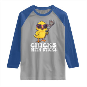 Funny Lax Girl Raglan Shirt Chicks With Sticks Lacrosse Shooter TS11 Sport Gray Royal Print Your Wear
