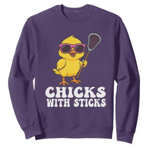 Funny Lax Girl Sweatshirt Chicks With Sticks Lacrosse Shooter TS11 Purple Print Your Wear