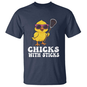 Funny Lax Girl T Shirt Chicks With Sticks Lacrosse Shooter TS11 Navy Print Your Wear