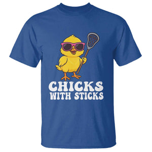 Funny Lax Girl T Shirt Chicks With Sticks Lacrosse Shooter TS11 Royal Blue Print Your Wear