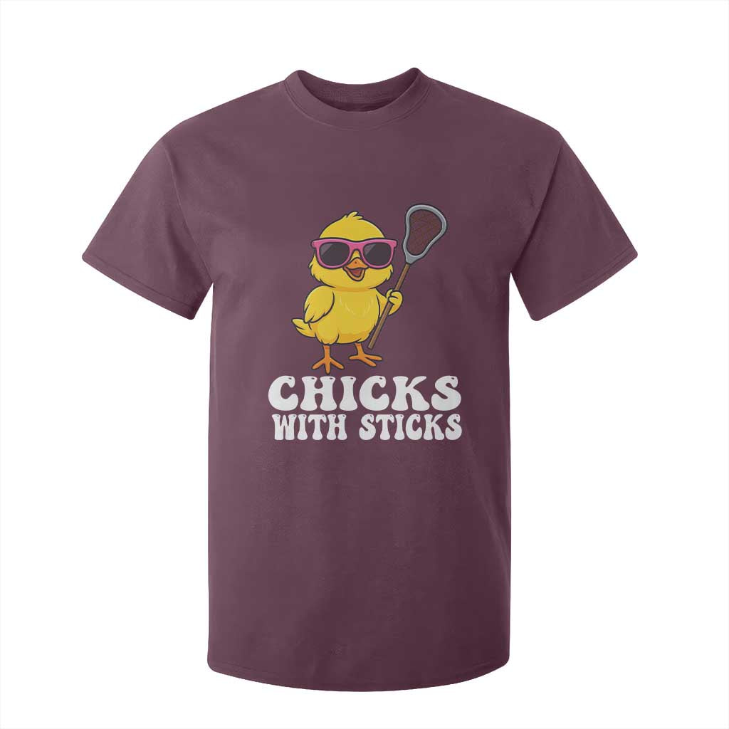 Funny Lax Girl T Shirt For Kid Chicks With Sticks Lacrosse Shooter TS11 Maroon Print Your Wear