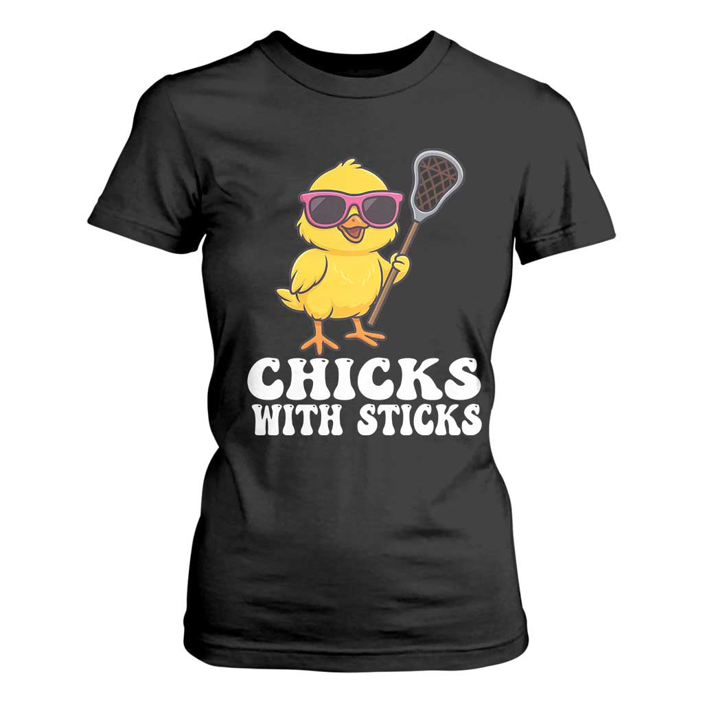 Funny Lax Girl T Shirt For Women Chicks With Sticks Lacrosse Shooter TS11 Black Print Your Wear
