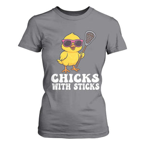 Funny Lax Girl T Shirt For Women Chicks With Sticks Lacrosse Shooter TS11 Charcoal Print Your Wear
