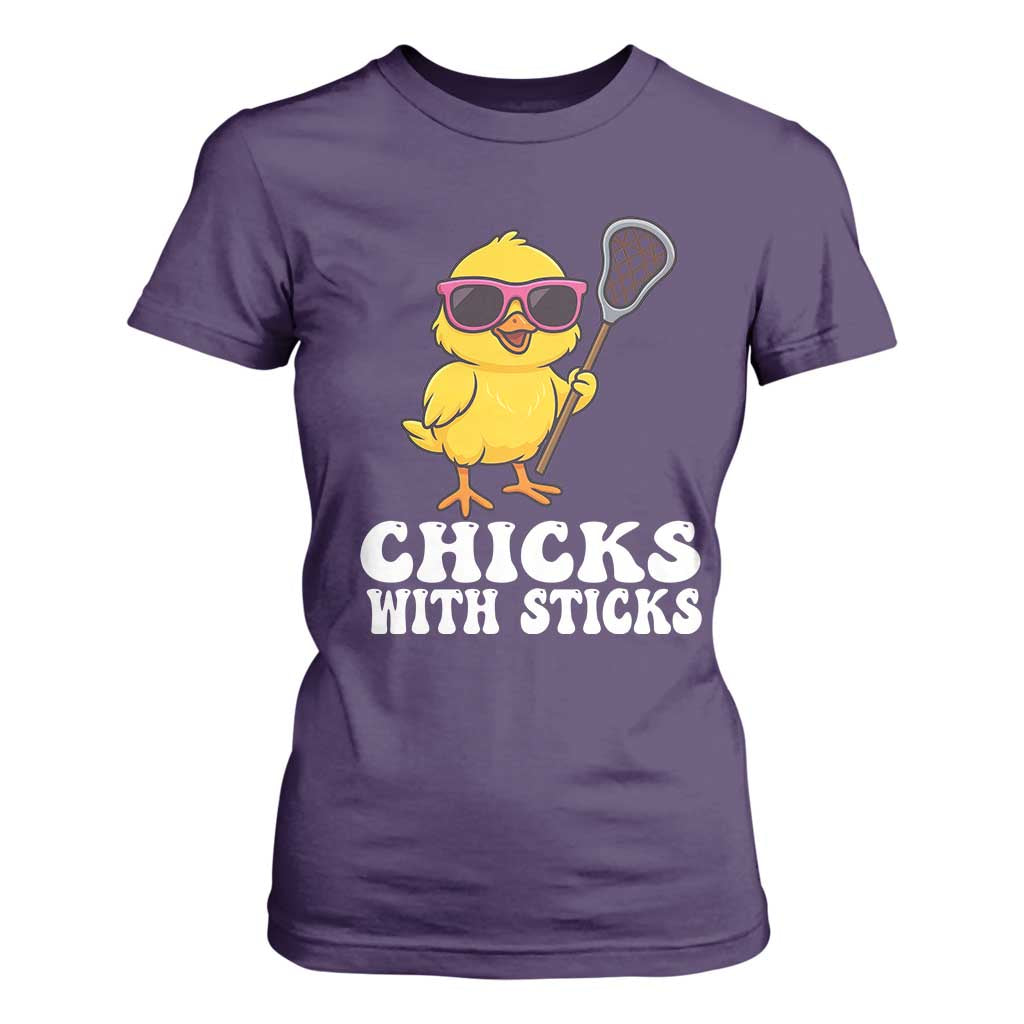 Funny Lax Girl T Shirt For Women Chicks With Sticks Lacrosse Shooter TS11 Purple Print Your Wear