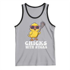 Funny Lax Girl Tank Top Chicks With Sticks Lacrosse Shooter TS11 Athletic Heather Black Print Your Wear