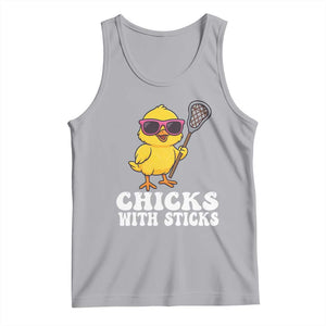 Funny Lax Girl Tank Top Chicks With Sticks Lacrosse Shooter TS11 Athletic Heather Print Your Wear