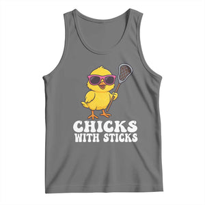 Funny Lax Girl Tank Top Chicks With Sticks Lacrosse Shooter TS11 Black Heather Print Your Wear