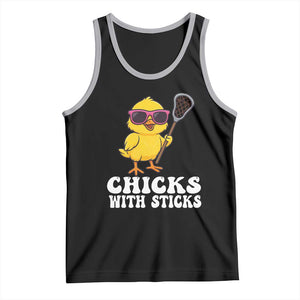 Funny Lax Girl Tank Top Chicks With Sticks Lacrosse Shooter TS11 Black Athletic Heather Print Your Wear