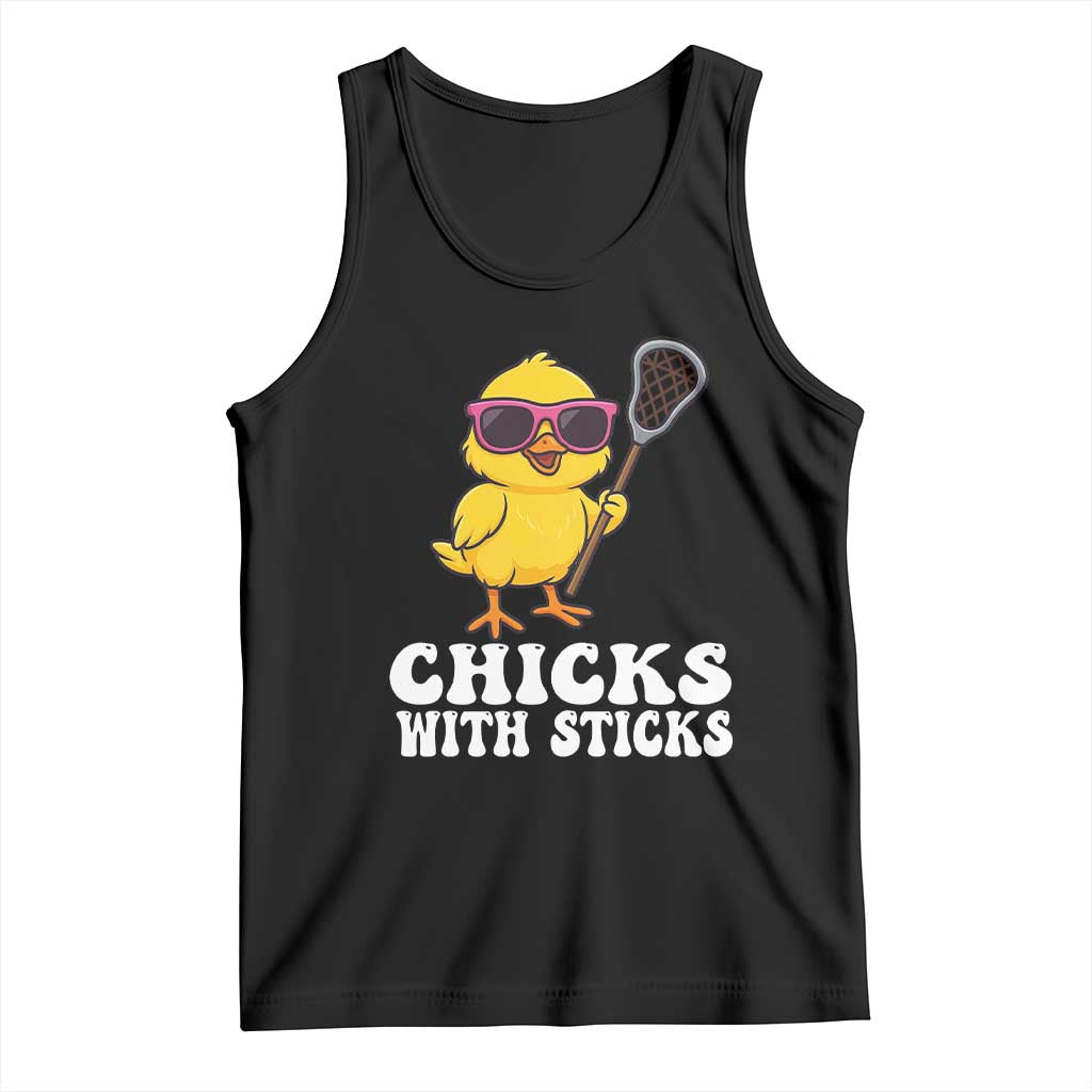 Funny Lax Girl Tank Top Chicks With Sticks Lacrosse Shooter TS11 Black Print Your Wear