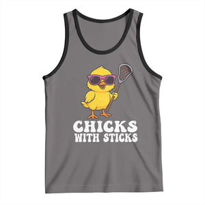 Funny Lax Girl Tank Top Chicks With Sticks Lacrosse Shooter TS11 Deep Heather Black Print Your Wear
