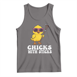 Funny Lax Girl Tank Top Chicks With Sticks Lacrosse Shooter TS11 Deep Heather Print Your Wear