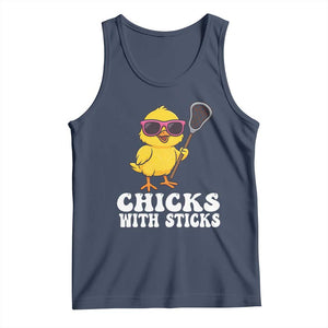 Funny Lax Girl Tank Top Chicks With Sticks Lacrosse Shooter TS11 Navy Print Your Wear
