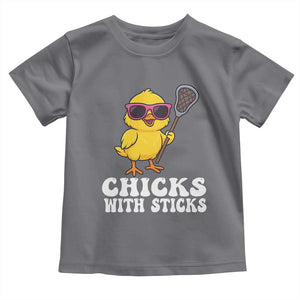Funny Lax Girl Toddler T Shirt Chicks With Sticks Lacrosse Shooter TS11 Charcoal Print Your Wear