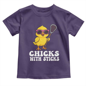 Funny Lax Girl Toddler T Shirt Chicks With Sticks Lacrosse Shooter TS11 Purple Print Your Wear