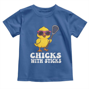 Funny Lax Girl Toddler T Shirt Chicks With Sticks Lacrosse Shooter TS11 Royal Blue Print Your Wear