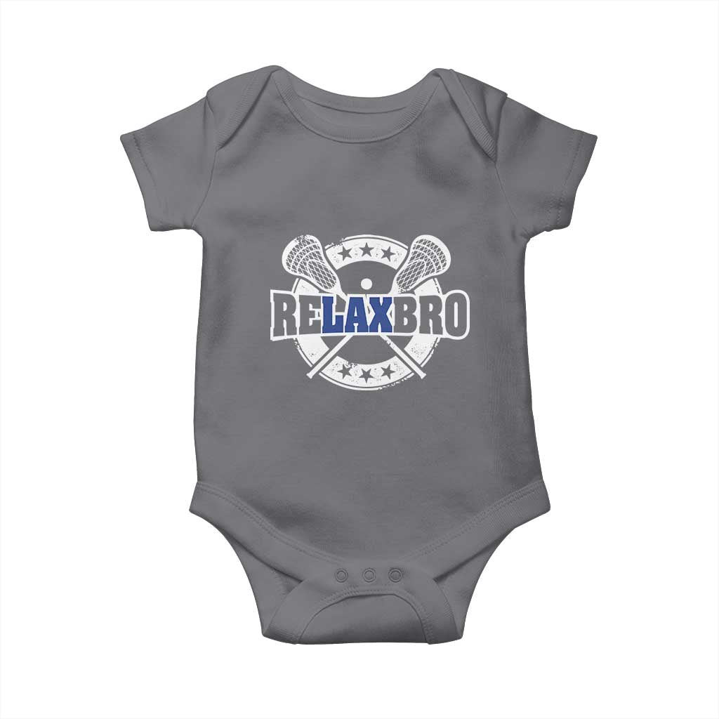 Funny Lax Lover Relax Bro Baby Onesie Lacrosse Joke TS11 Charcoal Print Your Wear