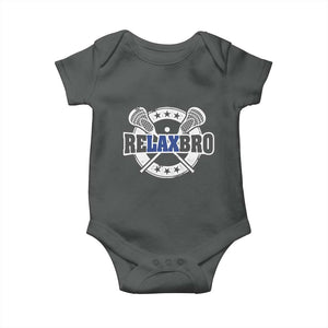 Funny Lax Lover Relax Bro Baby Onesie Lacrosse Joke TS11 Dark Heather Print Your Wear