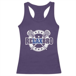 Funny Lax Lover Relax Bro Racerback Tank Top Lacrosse Joke TS11 Purple Print Your Wear