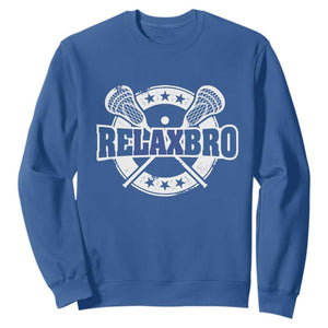 Funny Lax Lover Relax Bro Sweatshirt Lacrosse Joke TS11 Royal Blue Print Your Wear