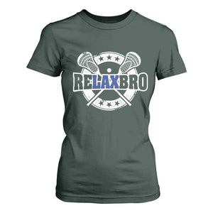 Funny Lax Lover Relax Bro T Shirt For Women Lacrosse Joke TS11 Dark Forest Green Print Your Wear