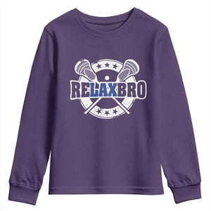 Funny Lax Lover Relax Bro Youth Sweatshirt Lacrosse Joke TS11 Purple Print Your Wear