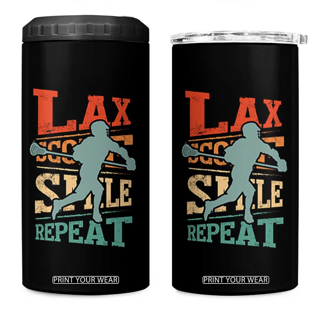 Funny Lax Score Smile Repeat 4 in 1 Can Cooler Tumbler Lax Lacrosse Lover TS11 One Size: 16 oz Black Print Your Wear