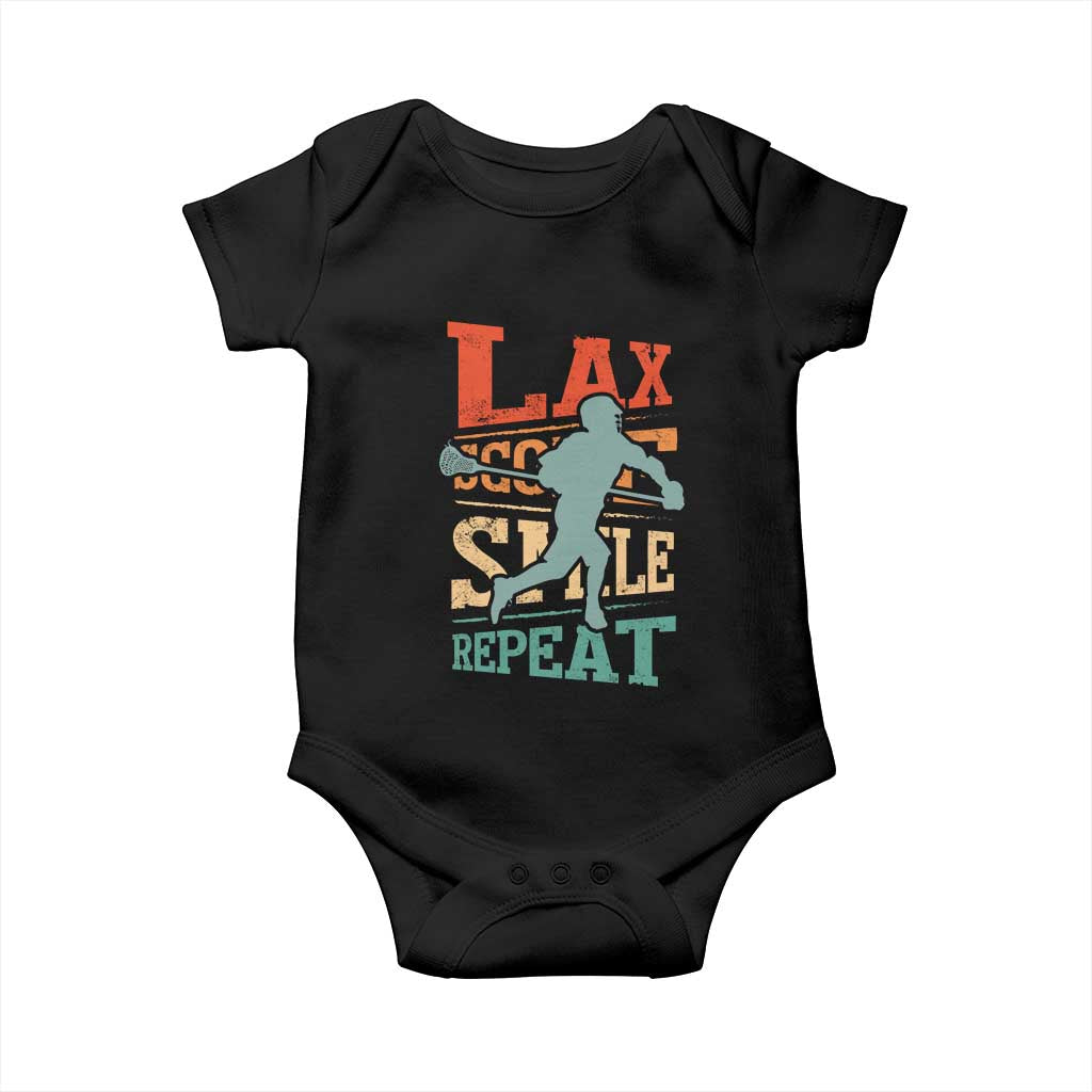 Funny Lax Score Smile Repeat Baby Onesie Lax Lacrosse Lover TS11 Black Print Your Wear