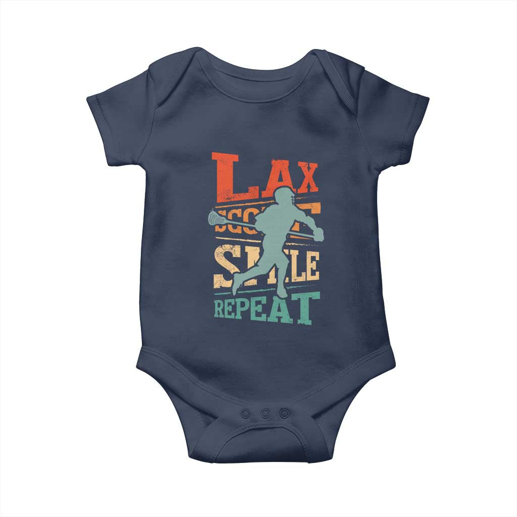 Funny Lax Score Smile Repeat Baby Onesie Lax Lacrosse Lover TS11 Navy Print Your Wear