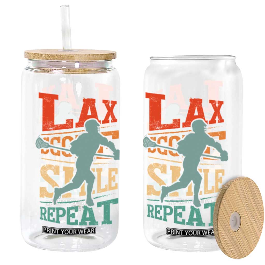 Funny Lax Score Smile Repeat Glass Can Lax Lacrosse Lover TS11 Black Print Your Wear