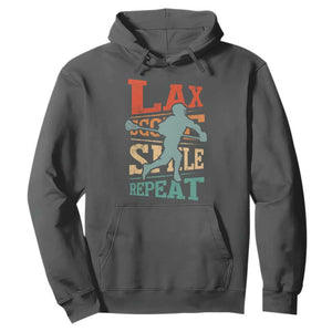 Funny Lax Score Smile Repeat Hoodie Lax Lacrosse Lover TS11 Dark Heather Print Your Wear