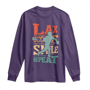 Funny Lax Score Smile Repeat Long Sleeve Shirt Lax Lacrosse Lover TS11 Purple Print Your Wear