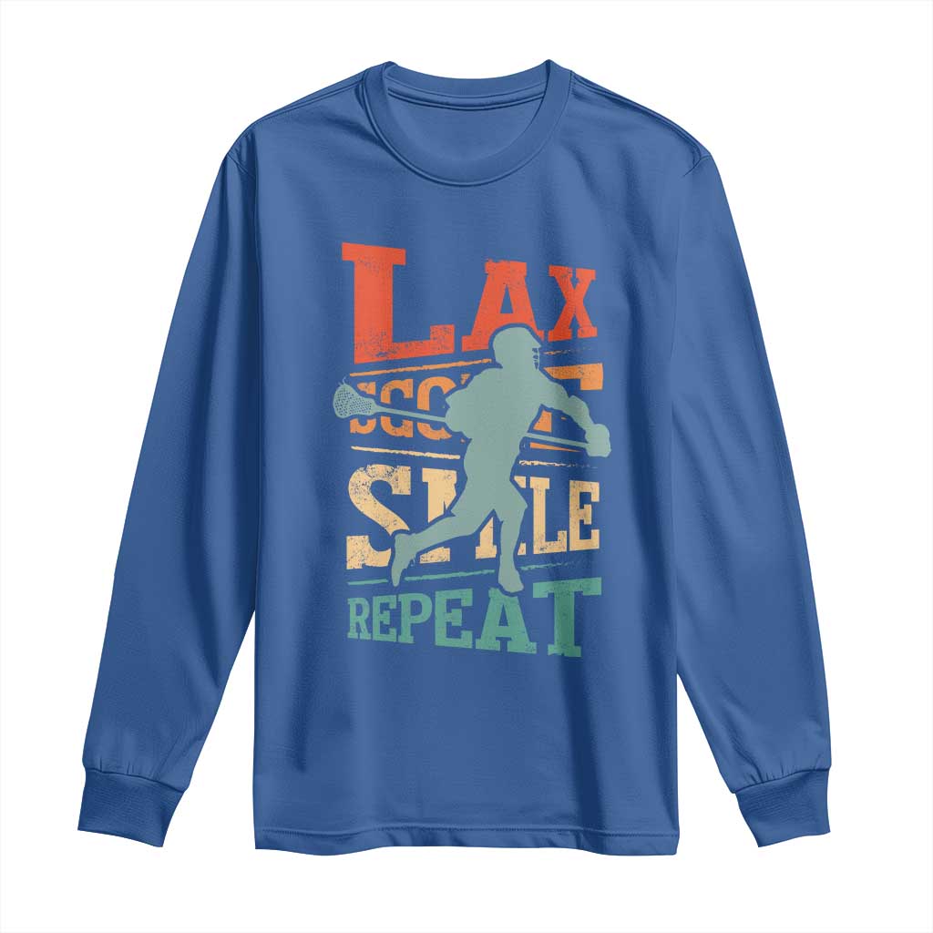 Funny Lax Score Smile Repeat Long Sleeve Shirt Lax Lacrosse Lover TS11 Royal Blue Print Your Wear
