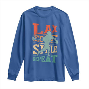 Funny Lax Score Smile Repeat Long Sleeve Shirt Lax Lacrosse Lover TS11 Royal Blue Print Your Wear