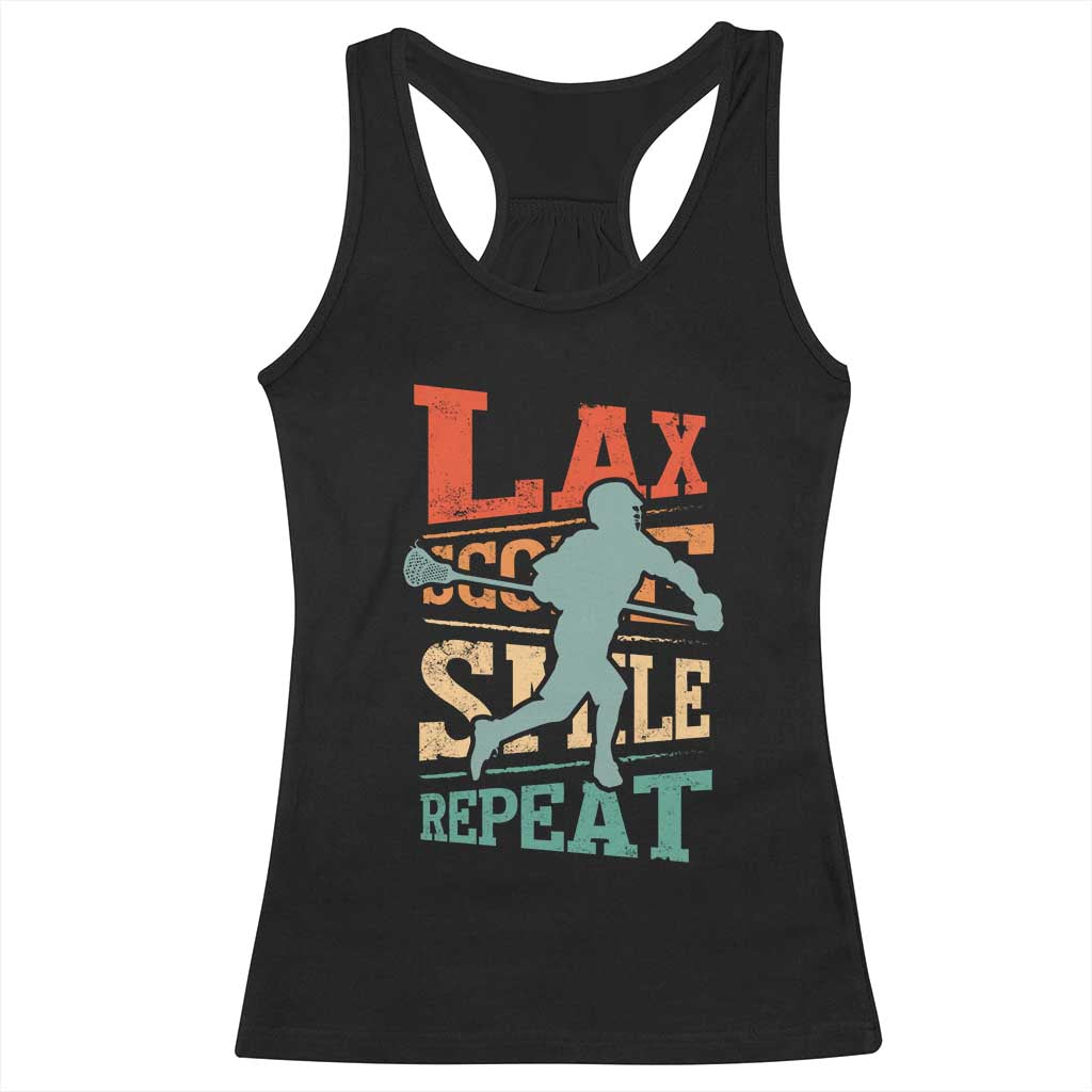 Funny Lax Score Smile Repeat Racerback Tank Top Lax Lacrosse Lover TS11 Black Print Your Wear
